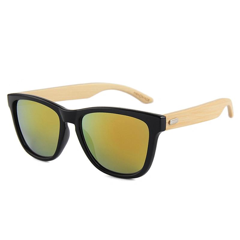 Fashion Retro New Styles Coating Lens with Bamboo Temples Sunglasses